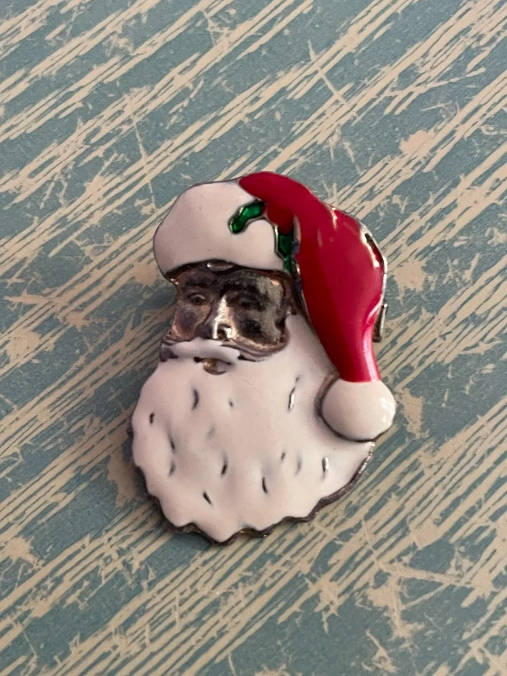 Vintage enamel Santa Claus brooch
